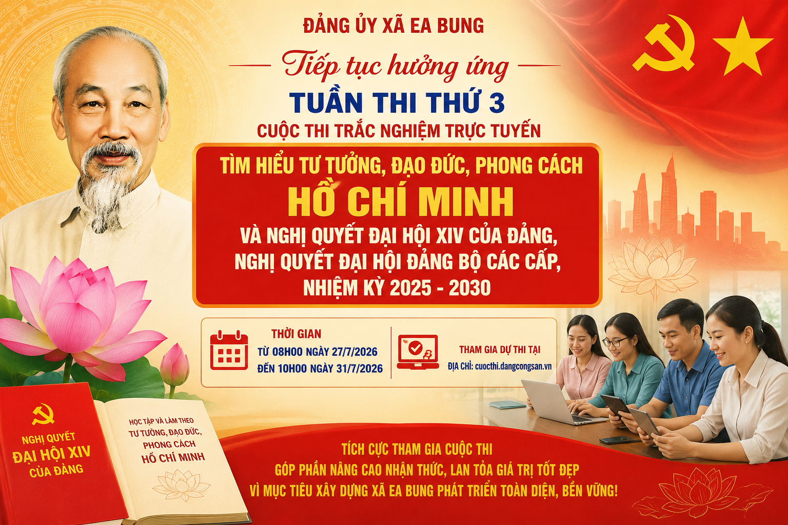 Tiếp tục hưởng ứng Tuần thi thứ 3 Cuộc thi trắc nghiệm trực tuyến tìm hiểu tư tưởng, đạo đức, phong cách Hồ Chí Minh và Nghị quyết Đại hội XIV của Đảng